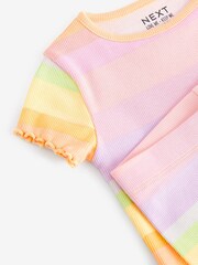 Rainbow Ribbed Short Sleeve T-Shirt and Cycle Shorts Set (3mths-7yrs) - Image 5 of 5
