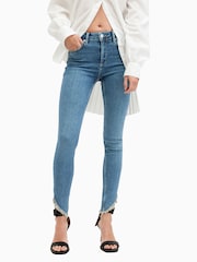 AllSaints Blue Dax Asymmetric Hem Jeans - Image 2 of 8