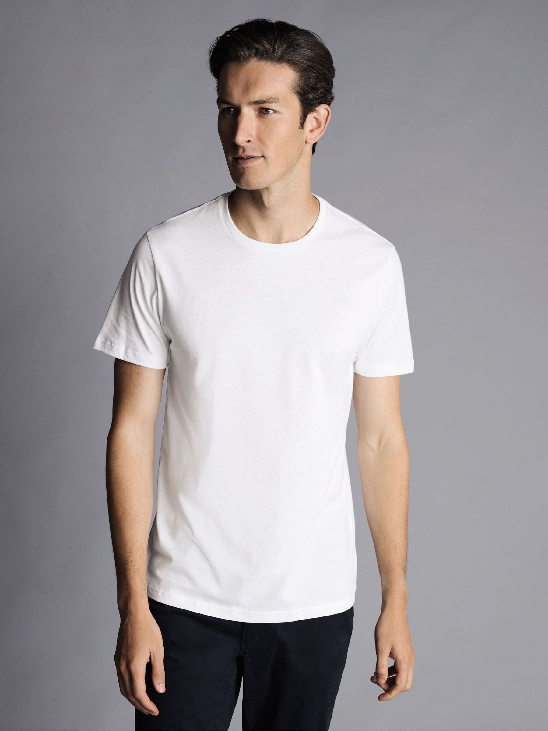 Buy Charles Tyrwhitt White 100% Cotton Crew Neck T-Shirt 2 Pack