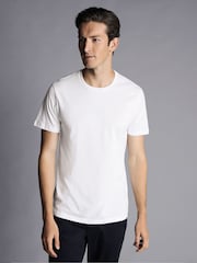 Charles Tyrwhitt White 100% Cotton Crew Neck T-Shirt 2 Pack - Image 1 of 5