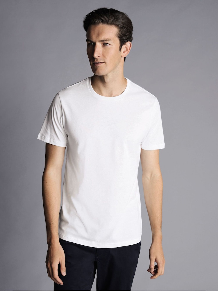 Charles Tyrwhitt White 100% Cotton Crew Neck T-Shirt 2 Pack - Image 1 of 5