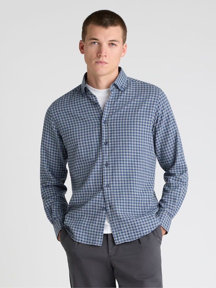 Remus Uomo Blue Tapered Fit Long Sleeve Smart Shirt - Image 1 of 5 Remus Uomo Blue Tapered Fit Long Sleeve Smart Shirt - Image 1 of 5
