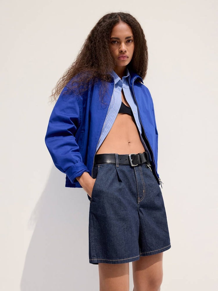 Mango Blue Denim Relaxed-Fit Bermuda Shorts - Image 1 of 4