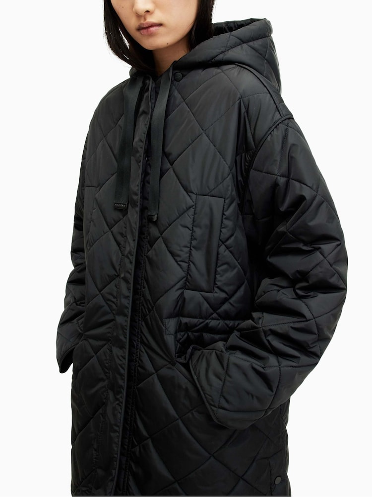 AllSaints Black Rina Liner Coat - Image 2 of 5