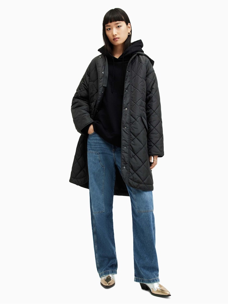 AllSaints Black Rina Liner Coat - Image 3 of 5