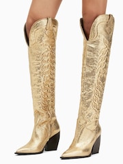 AllSaints Gold Roxanne Boots - Image 1 of 6