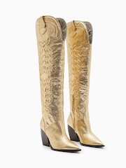 AllSaints Gold Roxanne Boots - Image 3 of 6
