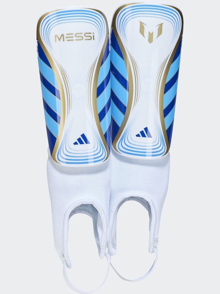 adidas White/Blue Performance Messi Match Shin Guards - Image 2 of 5