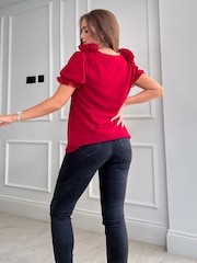Girl In Mind Red Kimmi Corsage Top - Image 2 of 4