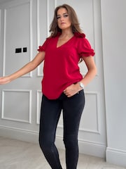 Girl In Mind Red Kimmi Corsage Top - Image 4 of 4