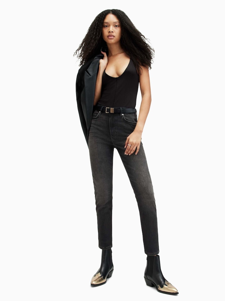 AllSaints Black Dax Vanta Sizeme Jeans - Image 2 of 7