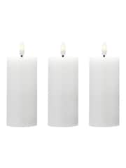 Otters Brook White Set Of Bo Lit Wax Flickering Pillar Candle - Image 1 of 1