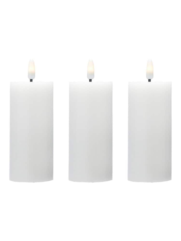 Otters Brook White Set Of Bo Lit Wax Flickering Pillar Candle - Image 1 of 1 Otters Brook White Set Of Bo Lit Wax Flickering Pillar Candle - Image 1 of 1