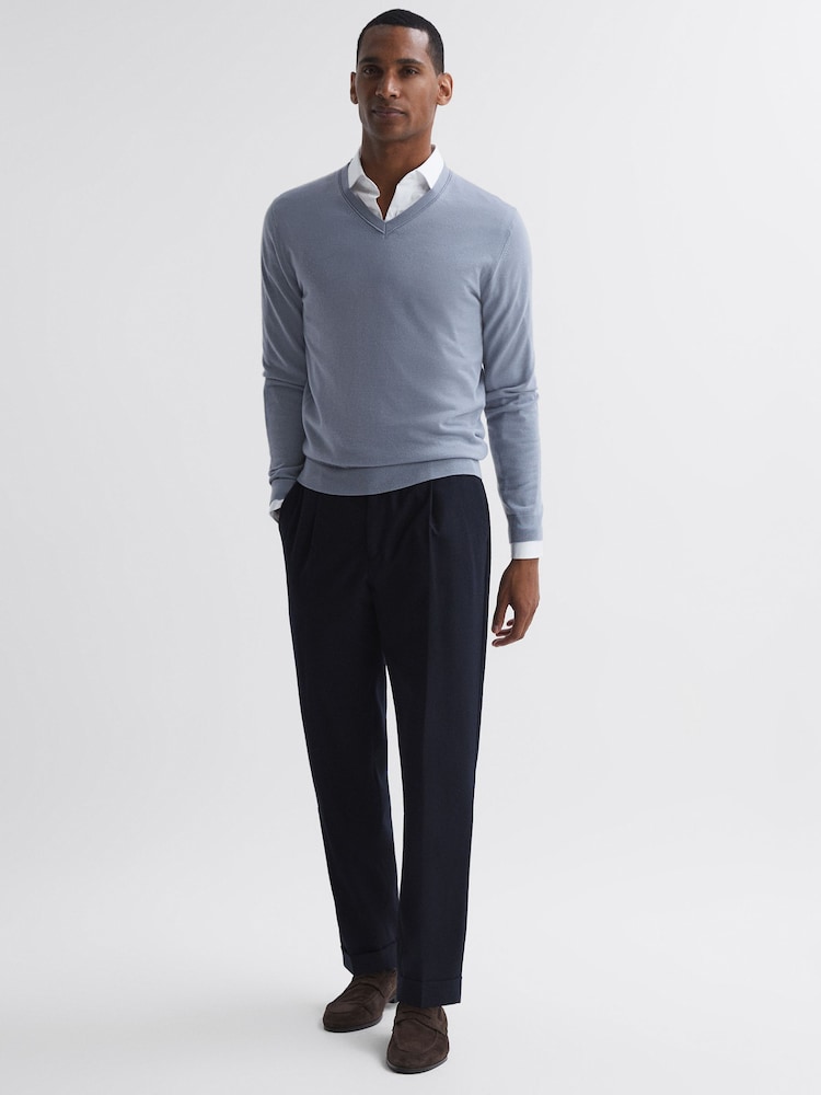 Reiss Porcelain Blue Earl Merino Wool Jumper - Image 1 of 5