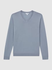 Reiss Porcelain Blue Earl Merino Wool Jumper - Image 2 of 5