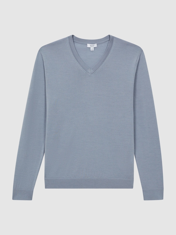 Reiss Porcelain Blue Earl Merino Wool Jumper - Image 2 of 5