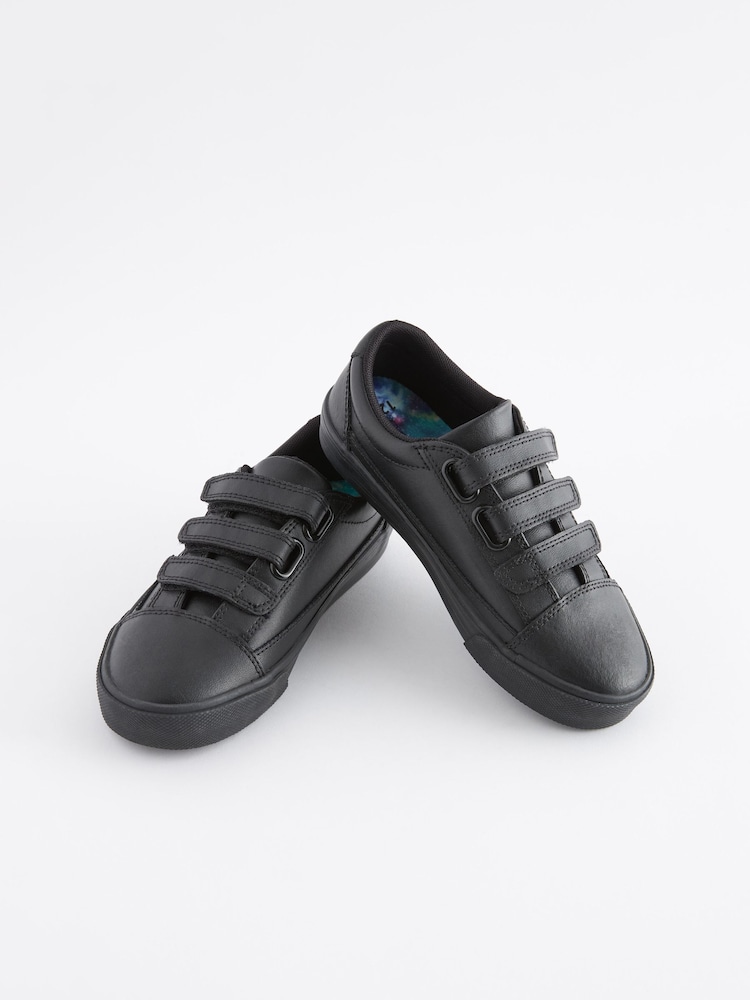 Black Leather Triple Strap School Shoes - Image 1 of 6