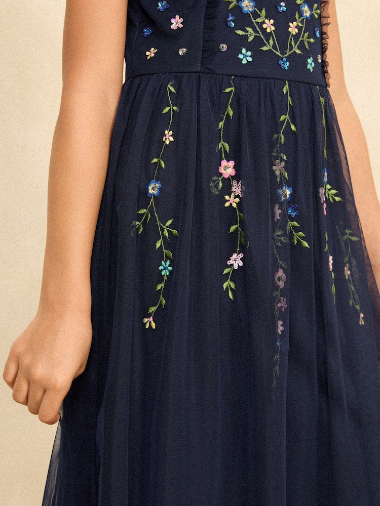 Love & Roses Blue Embellished Occasion Maxi Dress (5-16yrs) - Image 4 of 4