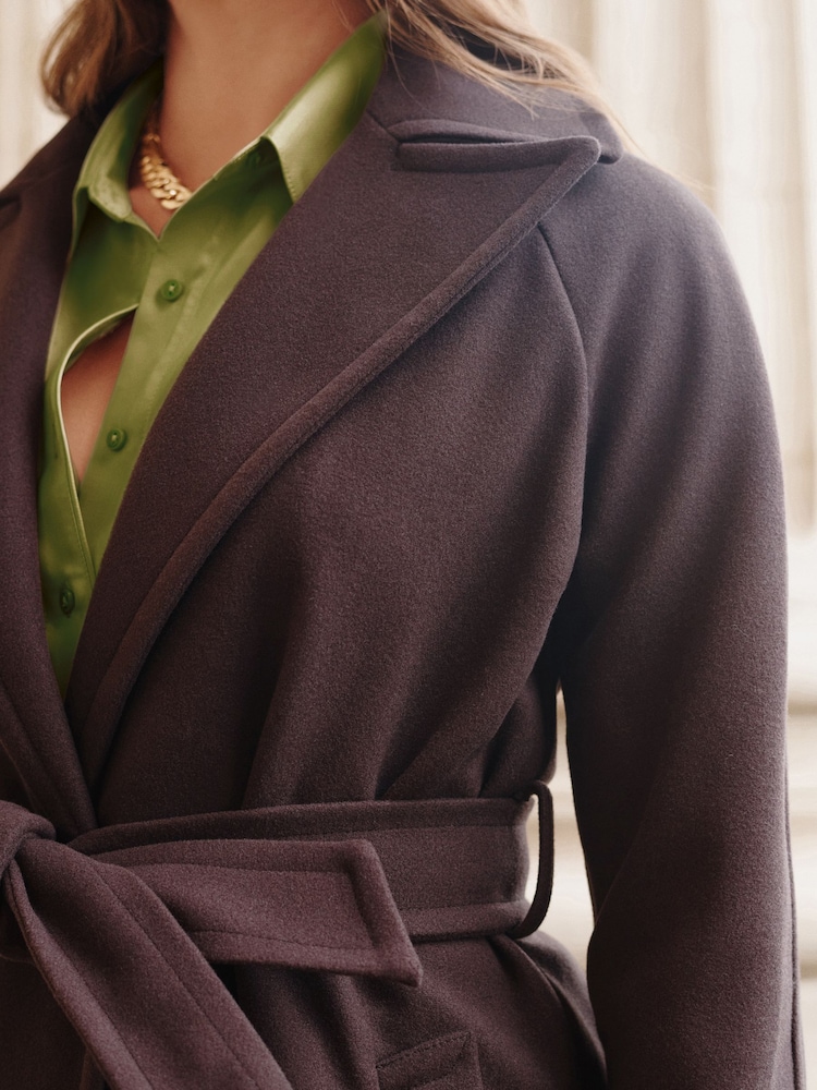 Chocolate Brown Long Belted Maxi Coat - Image 4 of 6
