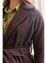 Chocolate Brown Long Belted Maxi Coat - Image 5 of 6