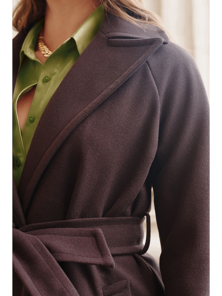 Chocolate Brown Long Belted Maxi Coat - Image 5 of 6