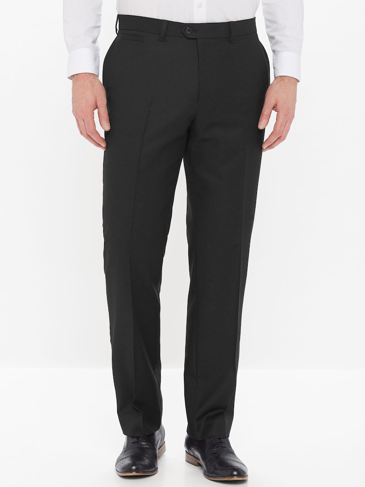 Black Regular Fit Wool Blend Textured Trousers - Image 1 of 7