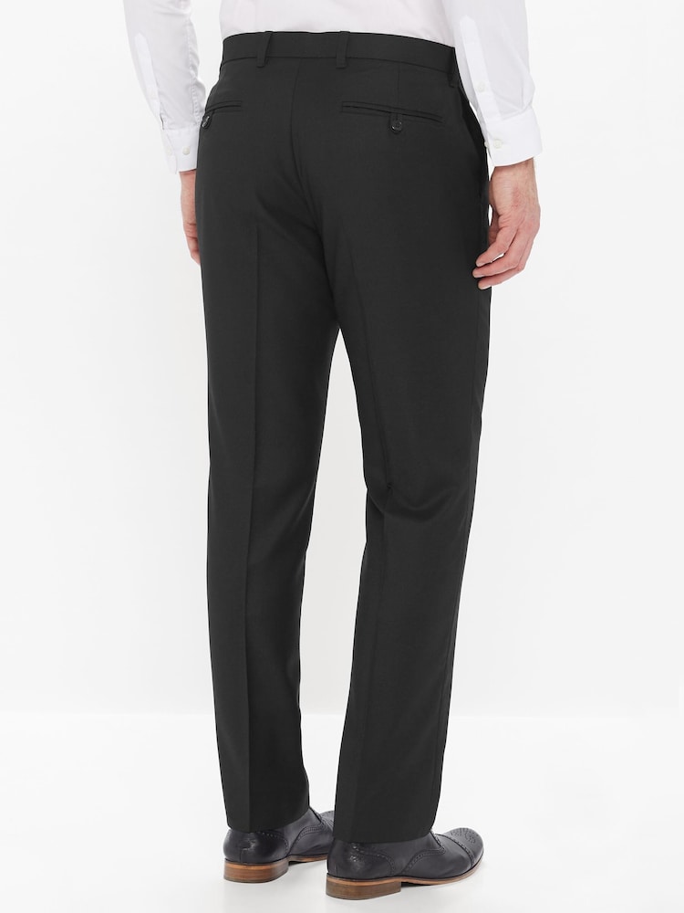 Black Regular Fit Wool Blend Textured Trousers - Image 2 of 7