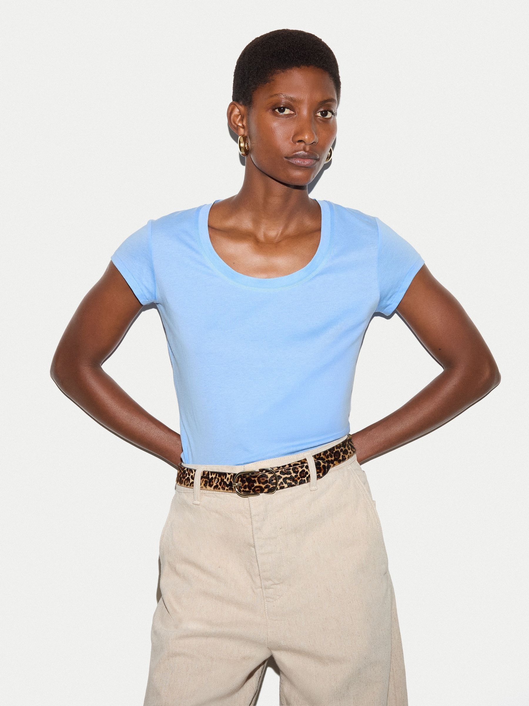 Buy Jigsaw Sky Blue Supima Cotton Scoop Neck T-Shirt from the Next