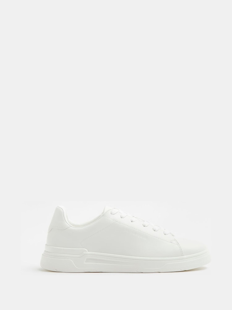 River Island White Lace Up Cupsole Trainers - Image 1 of 4
