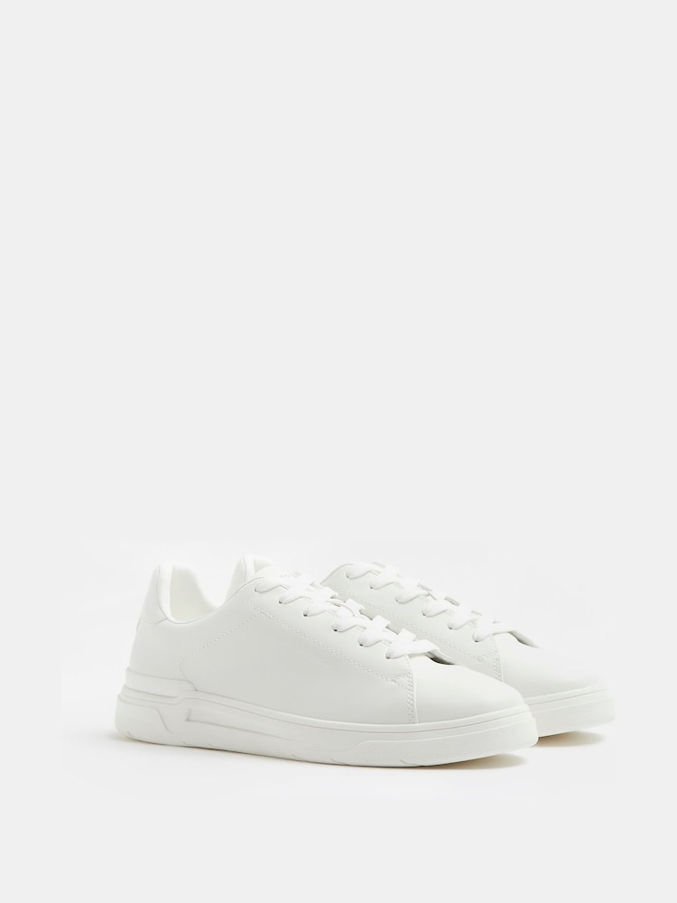 River Island White Lace Up Cupsole Trainers - Image 2 of 4