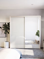 Wiemann Rustic Oak / White Peyton Glass and Mirror Sliding 2.1m Sliding Semi Fitted Wardrobe - Image 1 of 5
