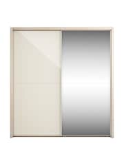 Wiemann Rustic Oak / White Peyton Glass and Mirror Sliding 2.1m Sliding Semi Fitted Wardrobe - Image 2 of 5