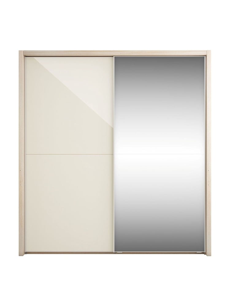 Wiemann Rustic Oak / White Peyton Glass and Mirror Sliding 2.1m Sliding Semi Fitted Wardrobe - Image 2 of 5