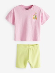 Pink/Green Character Short Sleeve Top and Shorts Set (3mths-7yrs) - Image 5 of 7