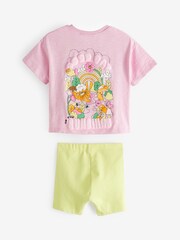 Pink/Green Character Short Sleeve Top and Shorts Set (3mths-7yrs) - Image 6 of 7