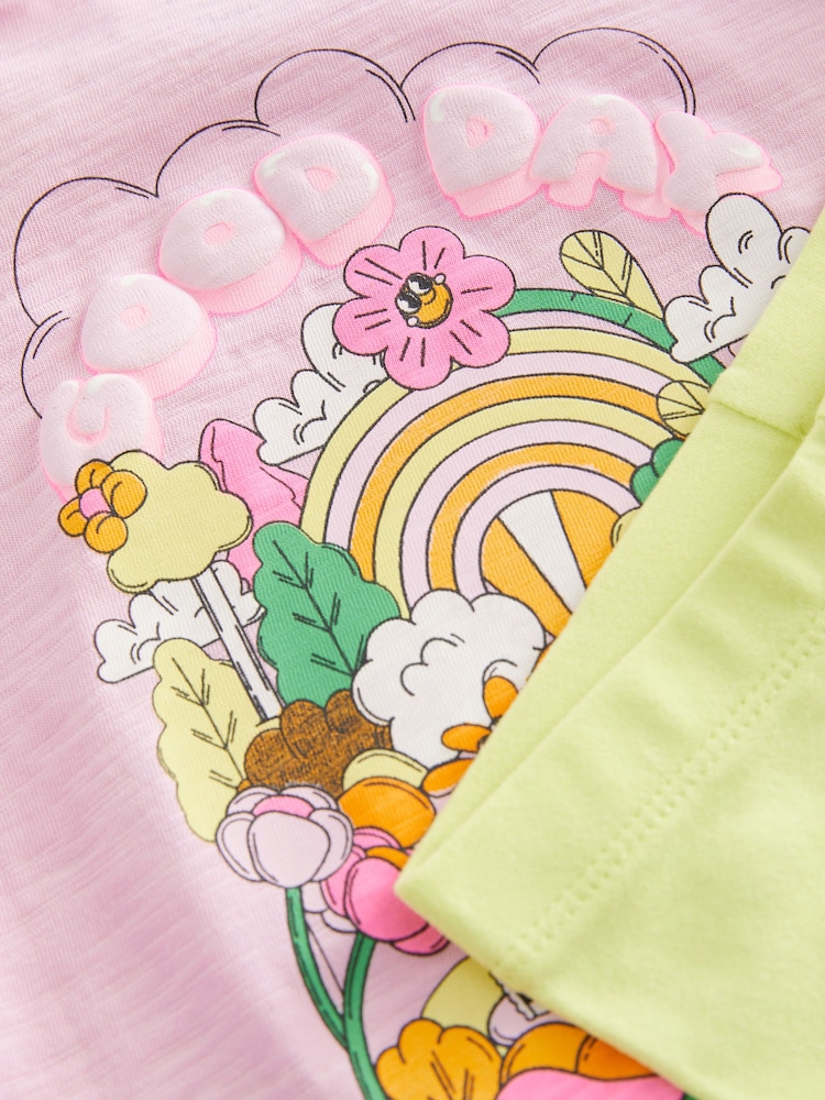 Pink/Green Character Short Sleeve Top and Shorts Set (3mths-7yrs) - Image 7 of 7