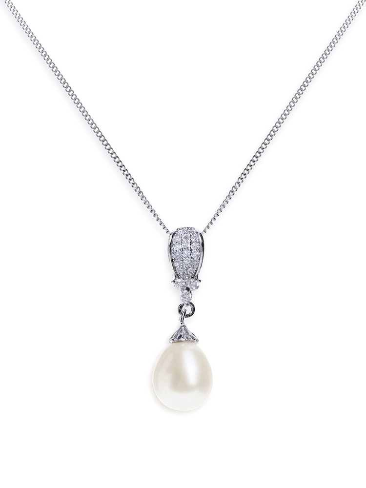 Ivory & Co Rhodium Serrano And Pearl Classic Drop Pendant - Image 1 of 4