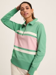 Joules Tadley Green & Pink Quarter Zip Sweatshirt - Image 4 of 7