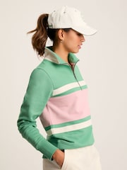 Joules Tadley Green & Pink Quarter Zip Sweatshirt - Image 5 of 7