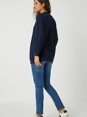 Cardigan de malha Waffle com mistura de algodão Roman - Imagem 2 de 5