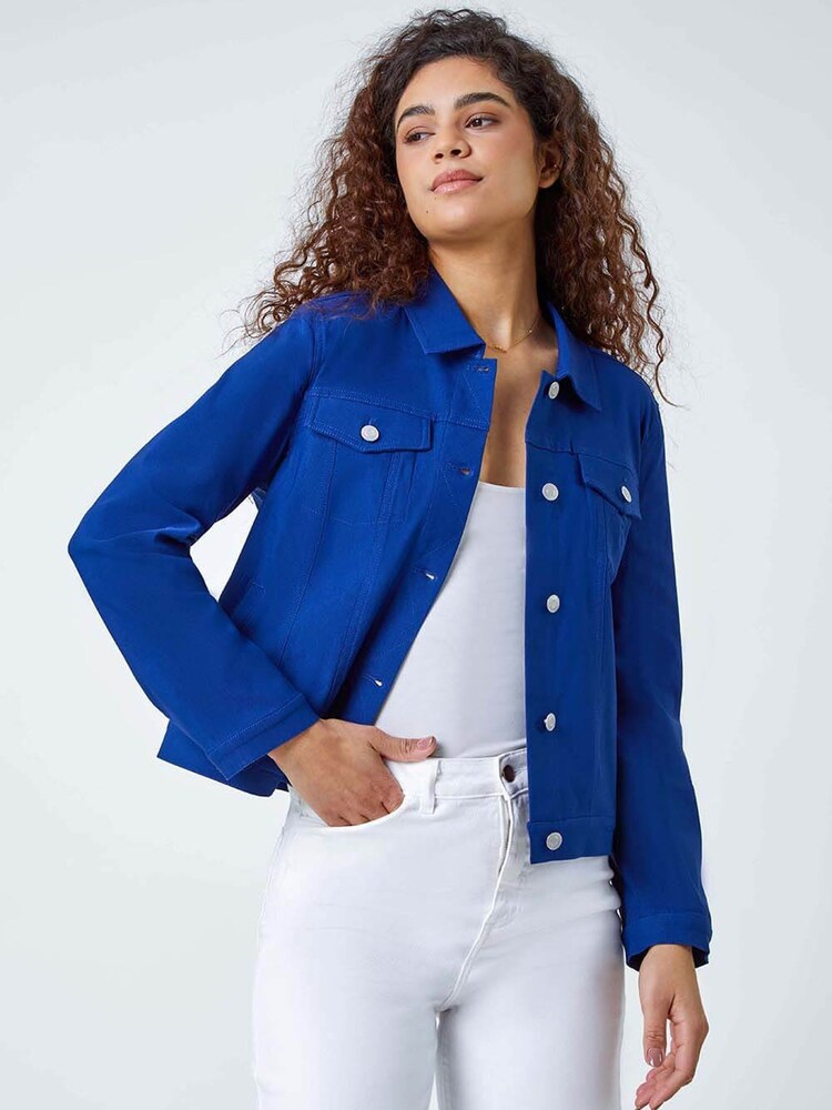 Roman Blue Stretch Pocket Detail Jacket - Image 1 of 5 Roman Blue Stretch Pocket Detail Jacket - Image 1 of 5