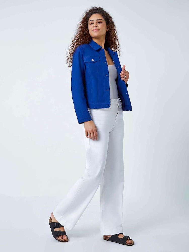 Roman Blue Stretch Pocket Detail Jacket - Image 2 of 5 Roman Blue Stretch Pocket Detail Jacket - Image 2 of 5