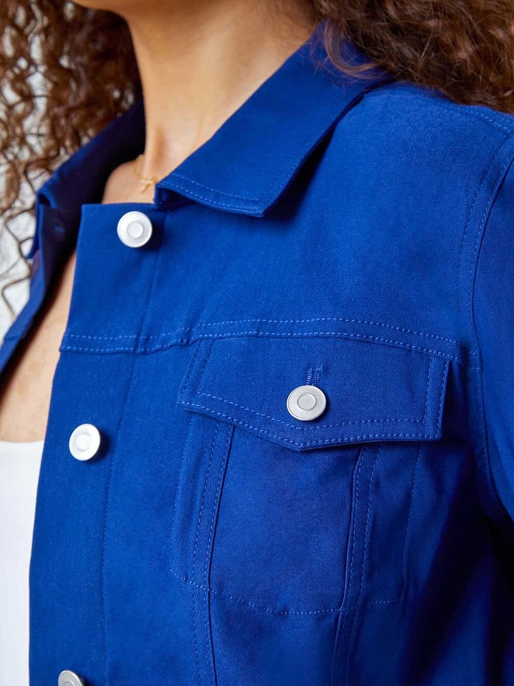 Roman Blue Stretch Pocket Detail Jacket - Image 5 of 5 Roman Blue Stretch Pocket Detail Jacket - Image 5 of 5