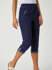 Roman Dark Blue Cropped Stretch Capri Trousers - Image 1 of 5