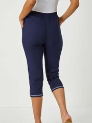 Roman Dark Blue Cropped Stretch Capri Trousers - Image 2 of 5