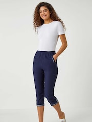 Roman Dark Blue Cropped Stretch Capri Trousers - Image 3 of 5