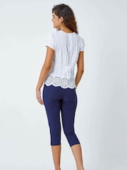 Roman White Embroidered Crinkle 100% Cotton Blouse - Image 2 of 5