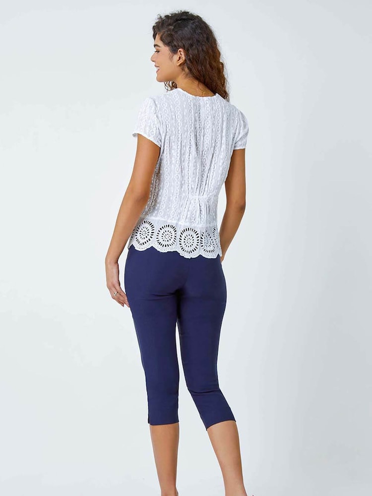Roman White Embroidered Crinkle 100% Cotton Blouse - Image 2 of 5
