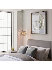 Gallery Home Silver Daphnie Silver Leaf 1 Bulb Pendant Ceiling Light - Image 2 of 9