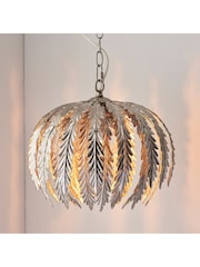 Gallery Home Silver Daphnie Silver Leaf 1 Bulb Pendant Ceiling Light - Image 5 of 9
